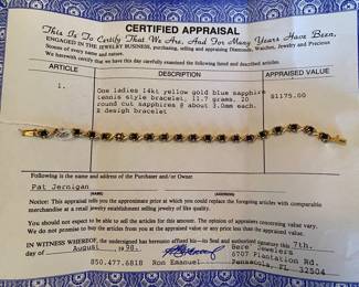 #50 - 14kt gold and sapphires bracelet from Bere with box and appraisal. $550