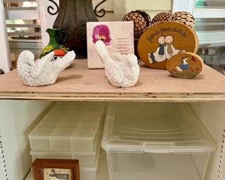 Folk art, storage containers, white doves