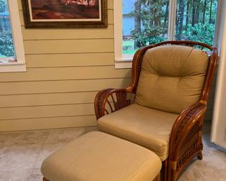 Rattan chair with ottoman 