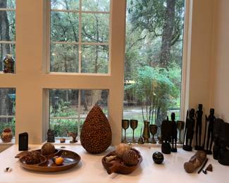 Carvings, brass, eggs, folk art