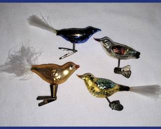 Vintage Glass Clip On Bird Christmas Ornaments