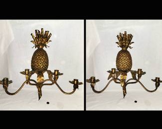Large Solid Brass Pineapple Sconces
