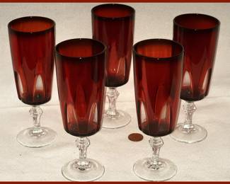 Elegant Ruby Cut to Clear Stemware