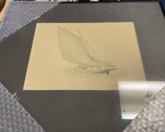 Signed and Numbered Sailboat Pencil Sketch