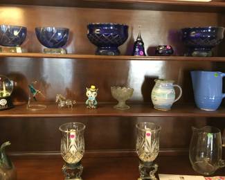 Beautiful cut glass candlesticks, lovely pottery and collectibles!  TOO many to showcase all.