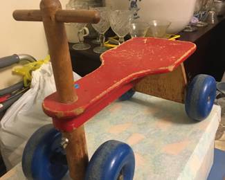 Adorable child's solid wood scooter from the 60s!
