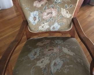 Beautiful antique chair in wonderful condition!  This chair is unique and the wood carving is exceptional.