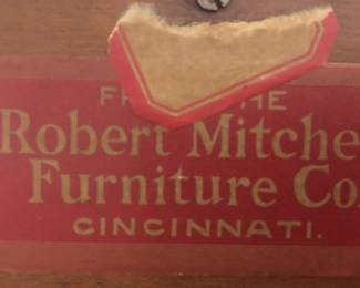 Stickley Sideboard was purchased from the Robert Mitchell Furniture Company in Cincinnati.
