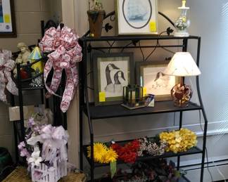 Garden items, Artificial Flowers, Framed Duck and Nautical Prints, Cute Lamps