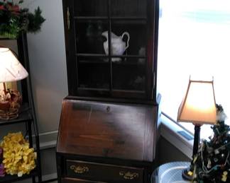 Drop Front Secretary great or narrow spaces with wavy glass.