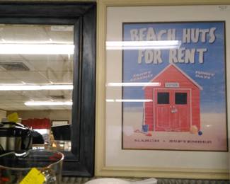 Beach decoration, vintage wall mirror.