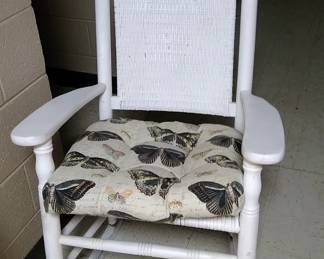 White wicker rocker - great for the sunroom or porch.