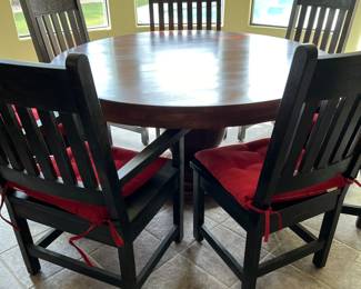 Custom Round Pedestal Table w 4 Arm Chairs and 4 Side Chairs
