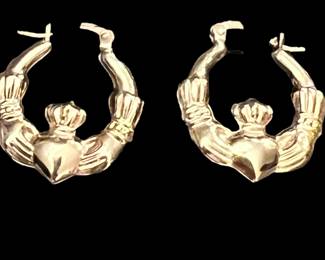 14k Claddagh Hoop Earrings