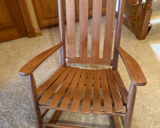 25x30x37
Wooden rocking chair W/slatted seat and back
