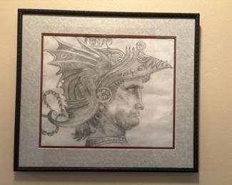 Pencil sketch ancient soldier
Double matted and framed
23x21