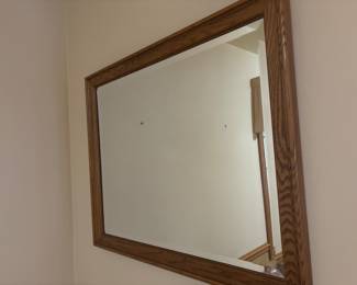 31 x 25 oak framed beveled mirror