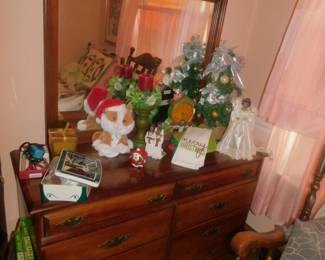 Vintage Pine Triple Dresser & Mirror