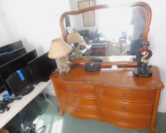 Vintage Serpentine Dresser & Mirror