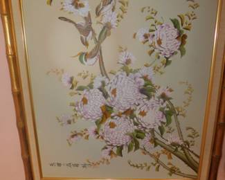 Vintage Framed Asian Oil Painting