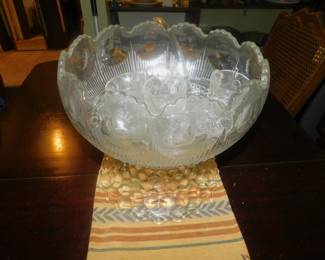 Vintage Tiffan Glass Franciscan Punch Bowl On Stand