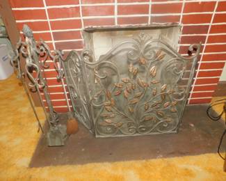 Vintage Fireplace Screen And Tool Set