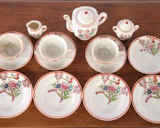 Vintage porcelain doll's tea set