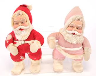 Vintage Rushton Santa Claus dolls- Pink coat!