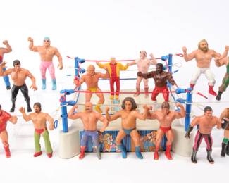 Vintage WWF wrestler figures and ring