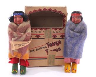 Antique Minne Tonka Twins dolls in box