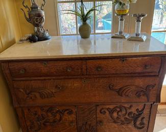 Beautiful antique server with marble top 