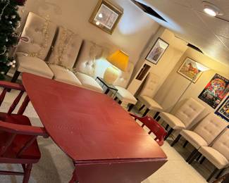 8 matching upholstered dining chairs