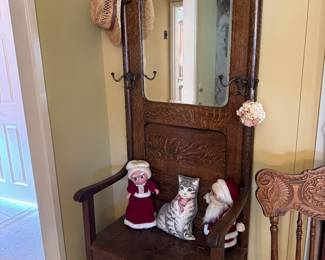 Antique hall tree/bench