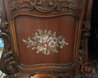 Antique Hand Carved Italian Rococo Style Display Cabinet with Hand Painted Murals (2 OF 2)