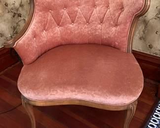 Antique PAIR Tufted Parlor / Gossip Chairs
