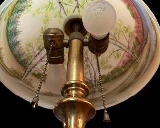 FENTON Reverse Painted Limited Edition Lamp from HANDEL Mould "Spring Woods" by FRANCES BURTON (362 of 500)