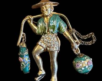 1940's Louis C. Mark Rice Weiner Chinese Water Boy Brooch