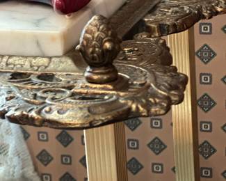 1800's Victorian Era Three Tier Brass Fern Stand with Marble Top Inserts