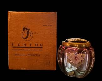 FENTON Limited Edition Melon Box with Brass Lid - Signed by TOM FENTON