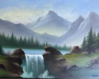 Original Pastel by Art Craft Guild for BRANDEIS - Waterfall Scene