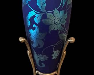 2005 FENTON Art Glass  Favrene Centennial Amphora Vase w/ Stand - Nancy FENTON Signature Piece (2 OF2)