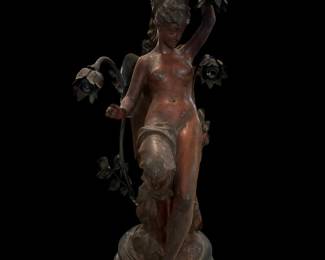 Art Nouveau Nude Figural Statuette (Lamp Fixture)