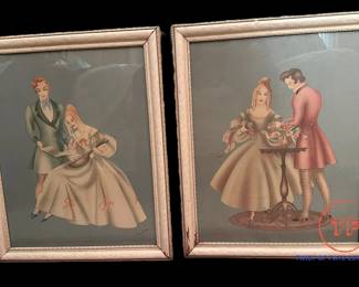 PAIR - Framed BREWSTER 1920's Lithographs