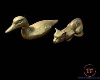 Brass Duck and Brass Cat - LOT