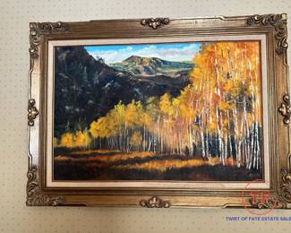 Original Oil on Canvas in Gold Gilt Frame Signed RUSS