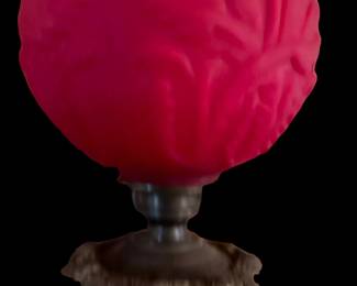 FENTON for LG WRIGHT Ruby Satin Puffy Glass Regal ORCHID Lamp (1 OF 2)
