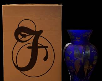 FENTON Limited Edition Favrene Glass Butterfly Crest Vase