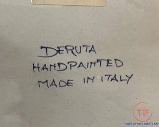 Vintage DERUTA Hand Painted Italian Center Piece with Snake Handles