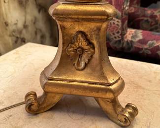 Hand Carved Gold Gilt Wood Table Lamp