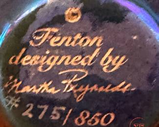 FENTON Limited Edition Favrene Amphora Art Glass with Stand by MARTHA REYNOLDS